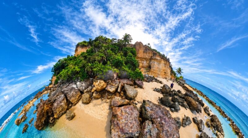 Milagres no Morro de São Paulo: o Morro visto do mar, onde ficava a capela primitiva de Nossa Senhora da Luz